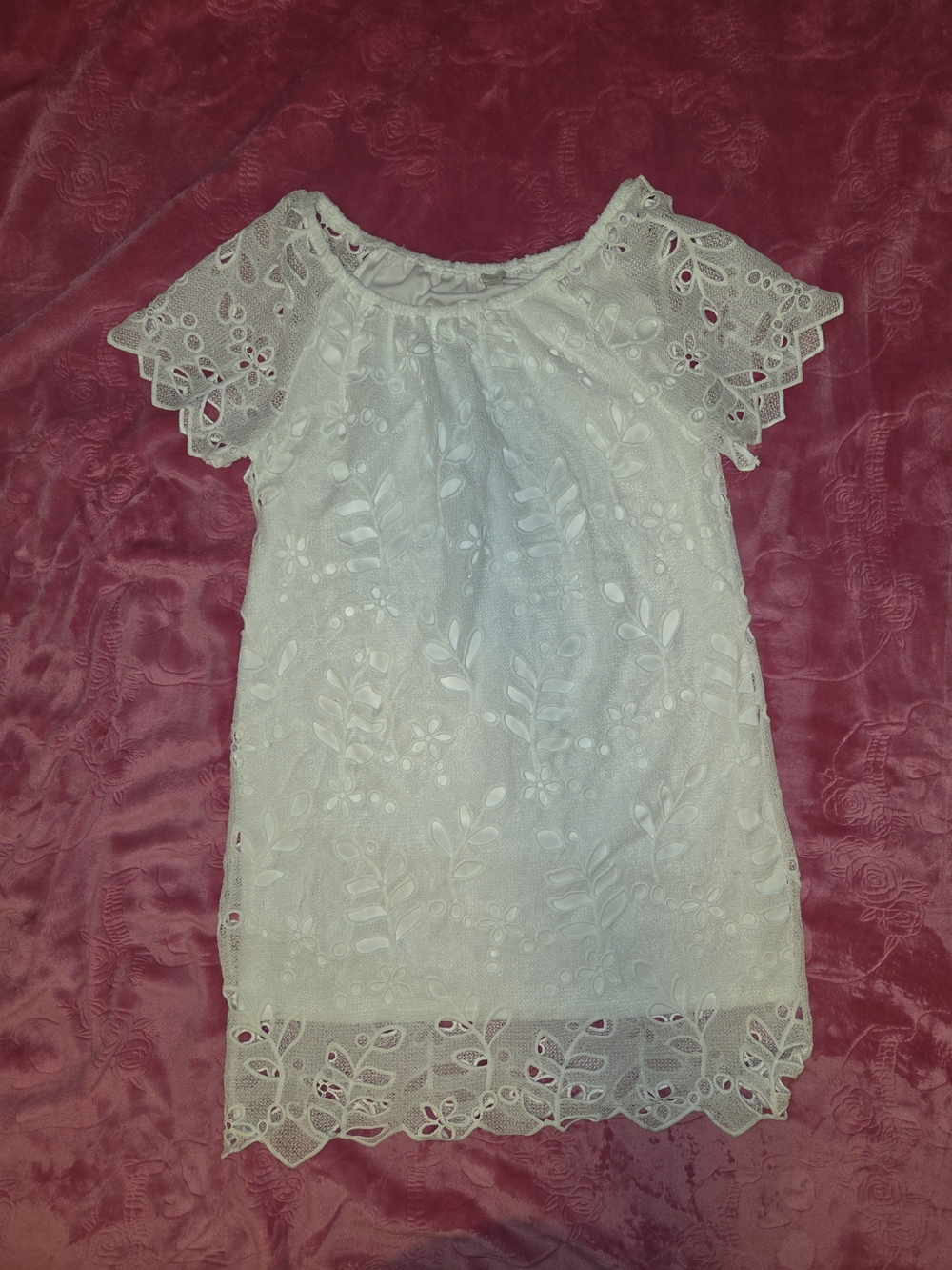 Cato White Eyelet Lace Off-Shoulder Dress